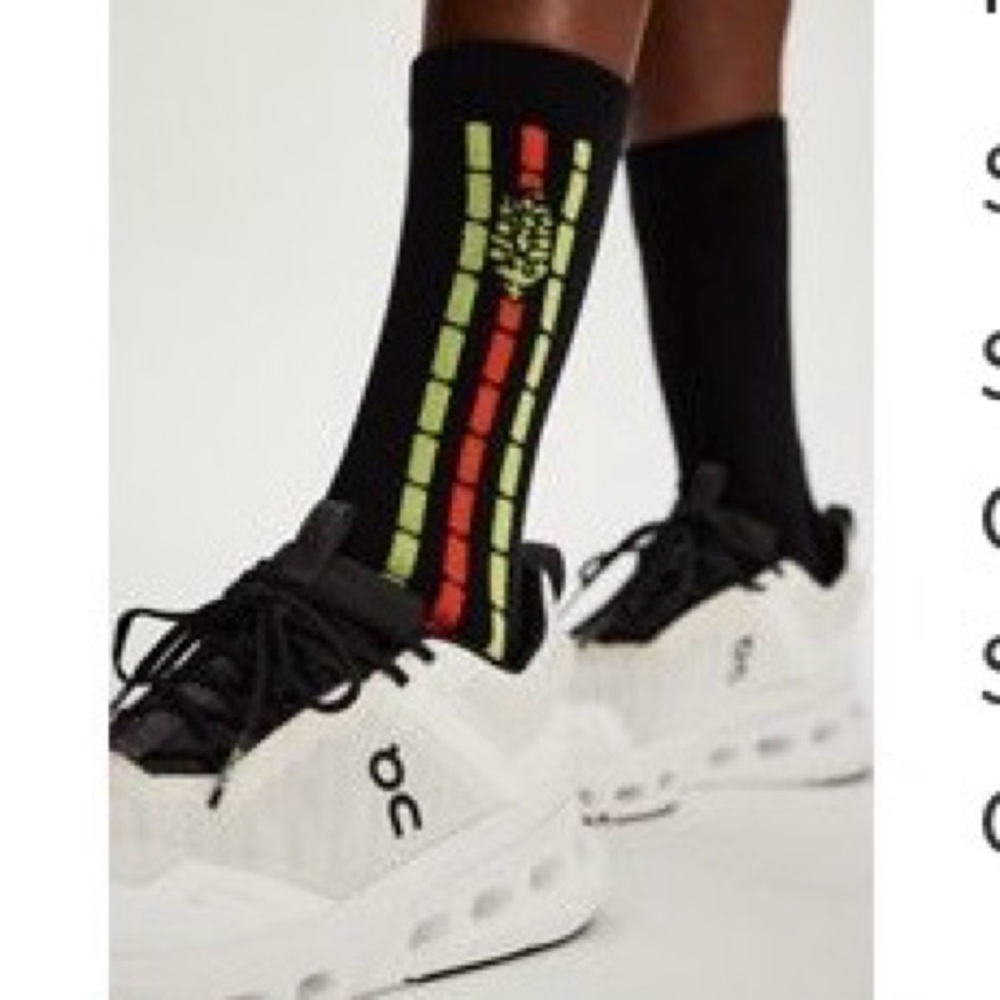 Free People Movement OS Fast Lane  crew socks black combo